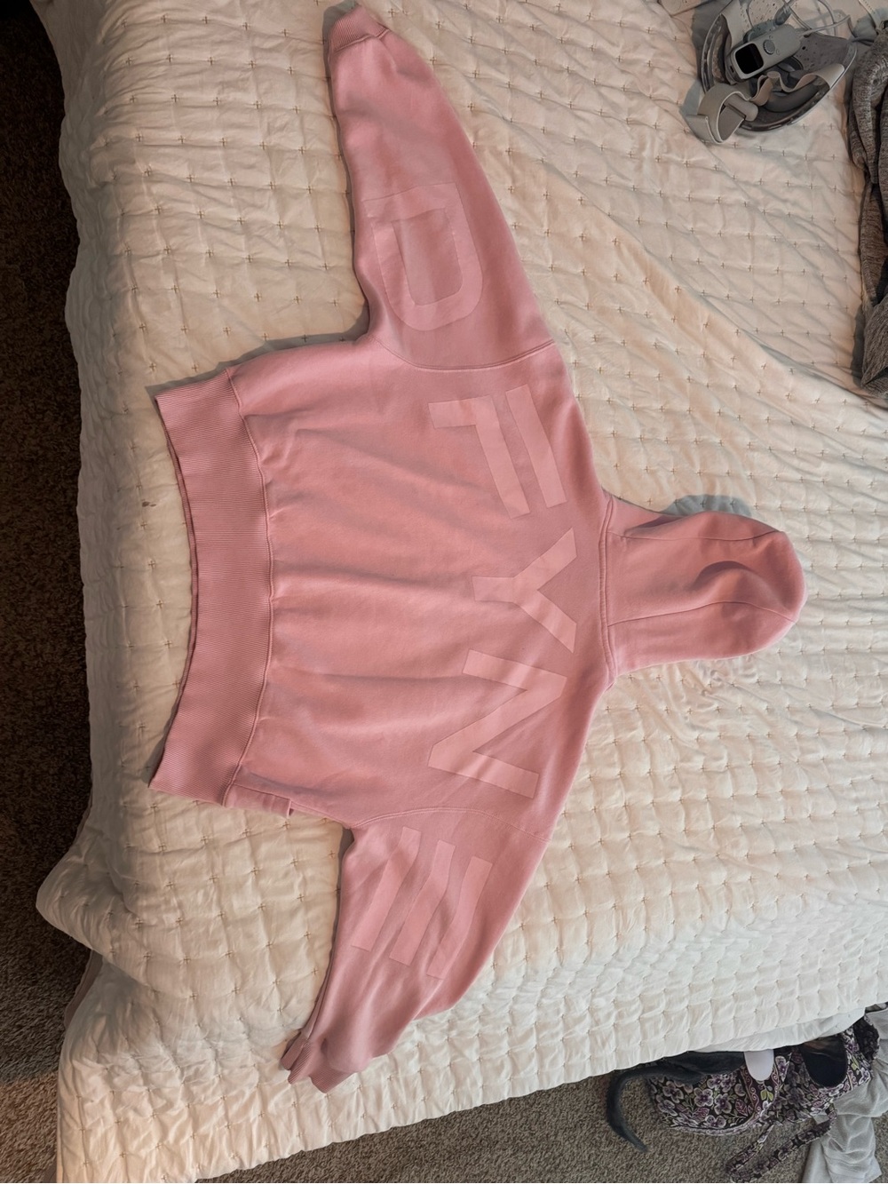 Pink Women's Hooded Sweatshirt - Casual Pullover - Picture 2 of 3